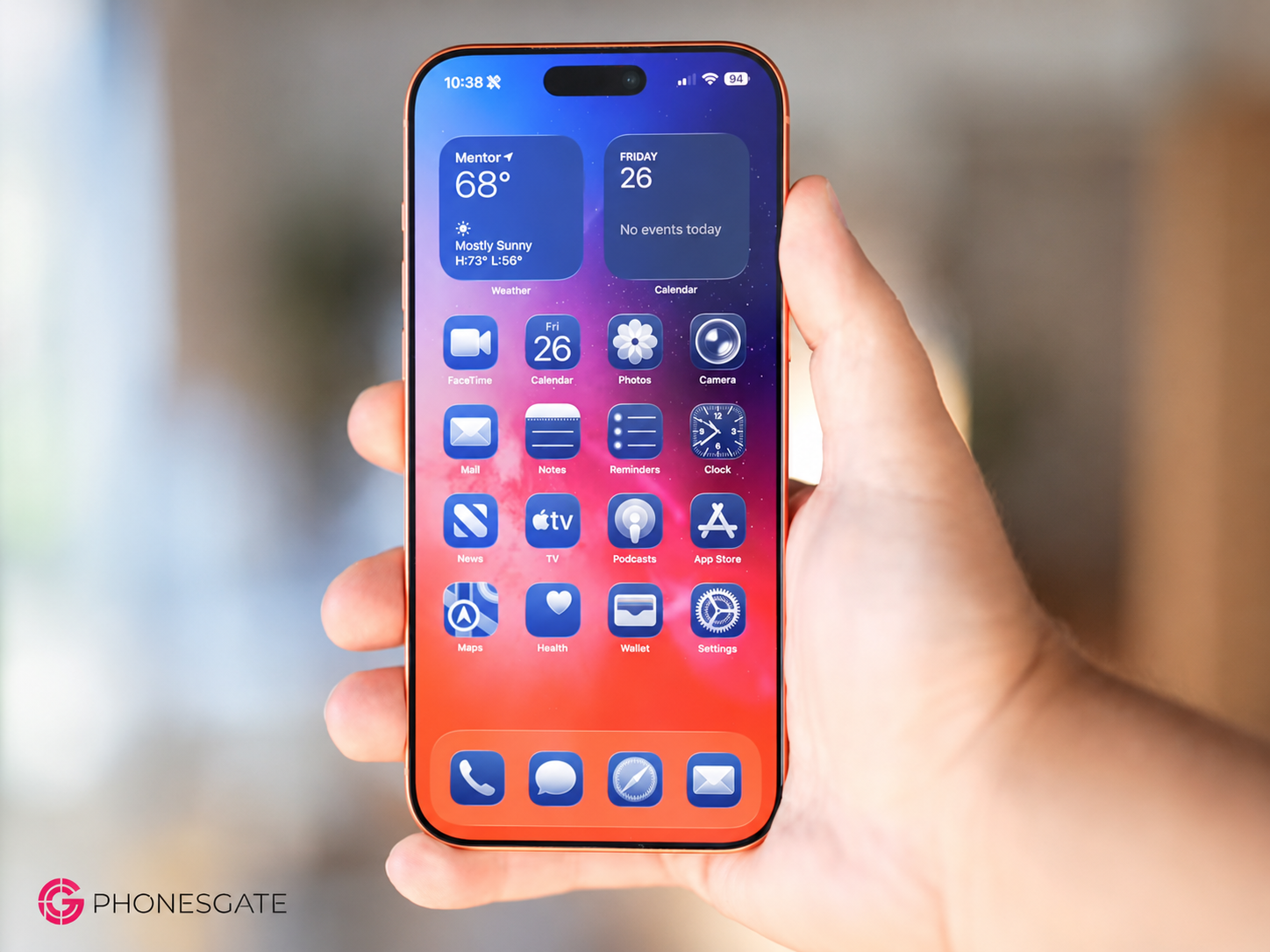 iPhone concept showing the iOS home screen