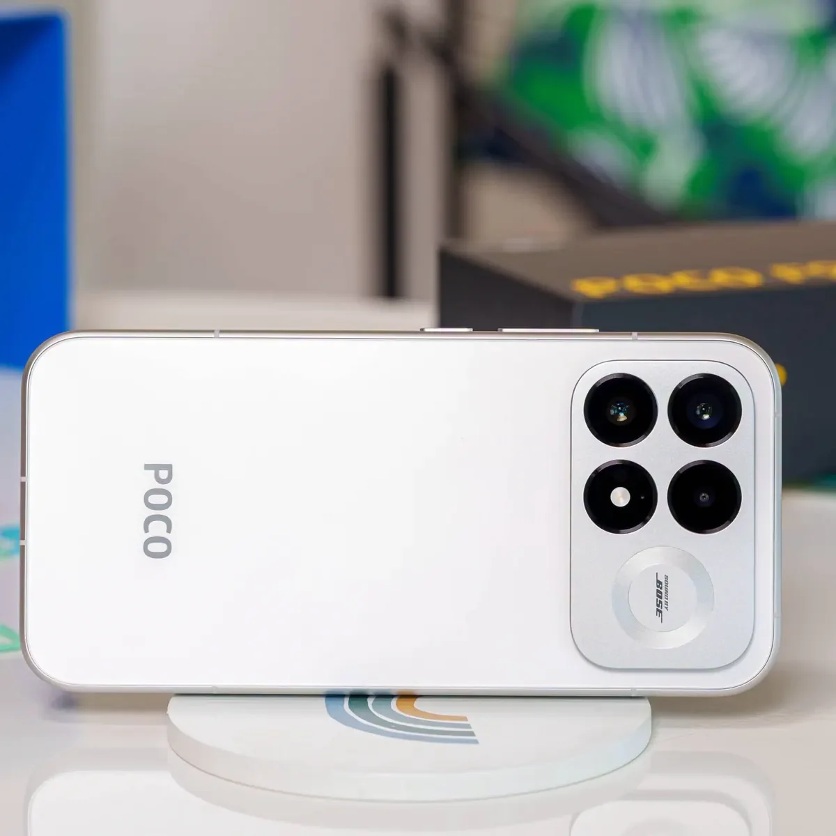 POCO F9 Pro horizontal rear view with camera module and Bose branding