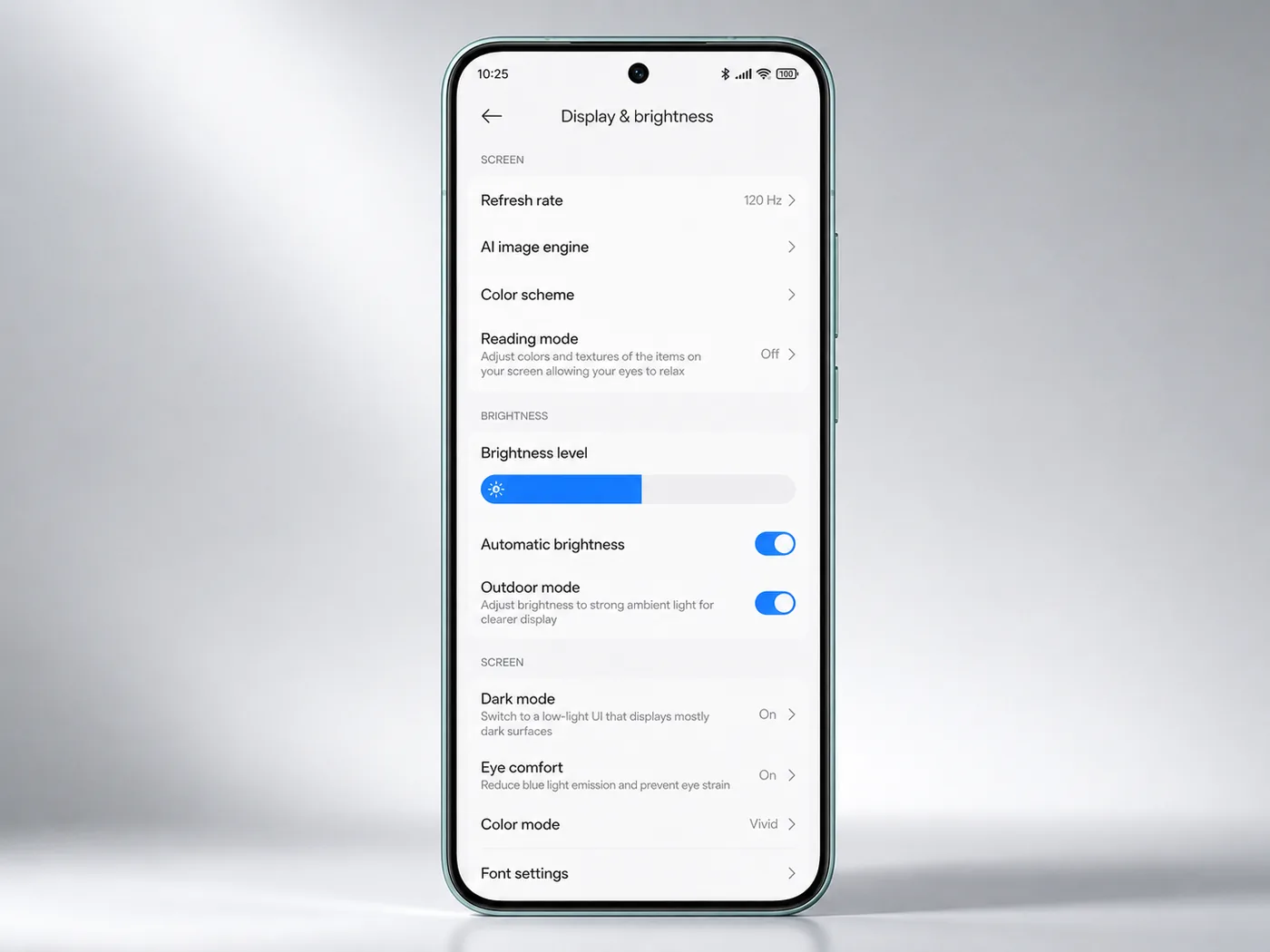 POCO F8 Pro style display and brightness settings illustration